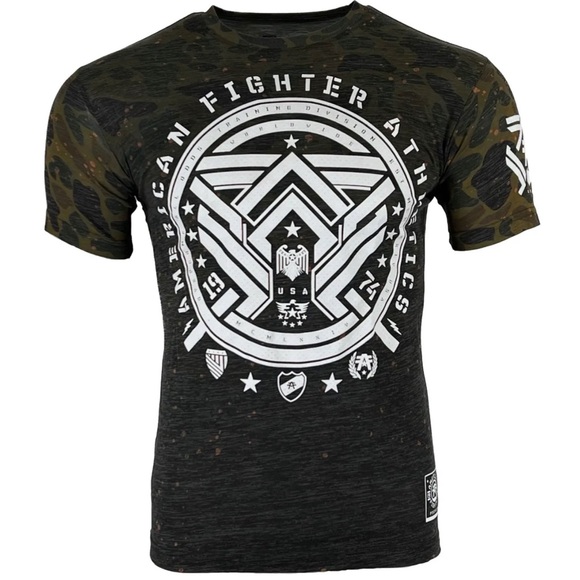 AMERICAN FIGHTER Men's T-shirt BRADDOCK Athletic CAMO Green - Picture 2 of 11
